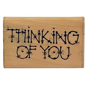 VTG DOTS Thinking Of You Rubber Stamp J183 1.75"x2.75" Wood Mounted Card Making